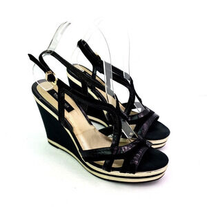 White House Black Market Womens Size 8.5 Renee Retro Vintage Wedge Sandals Shoes